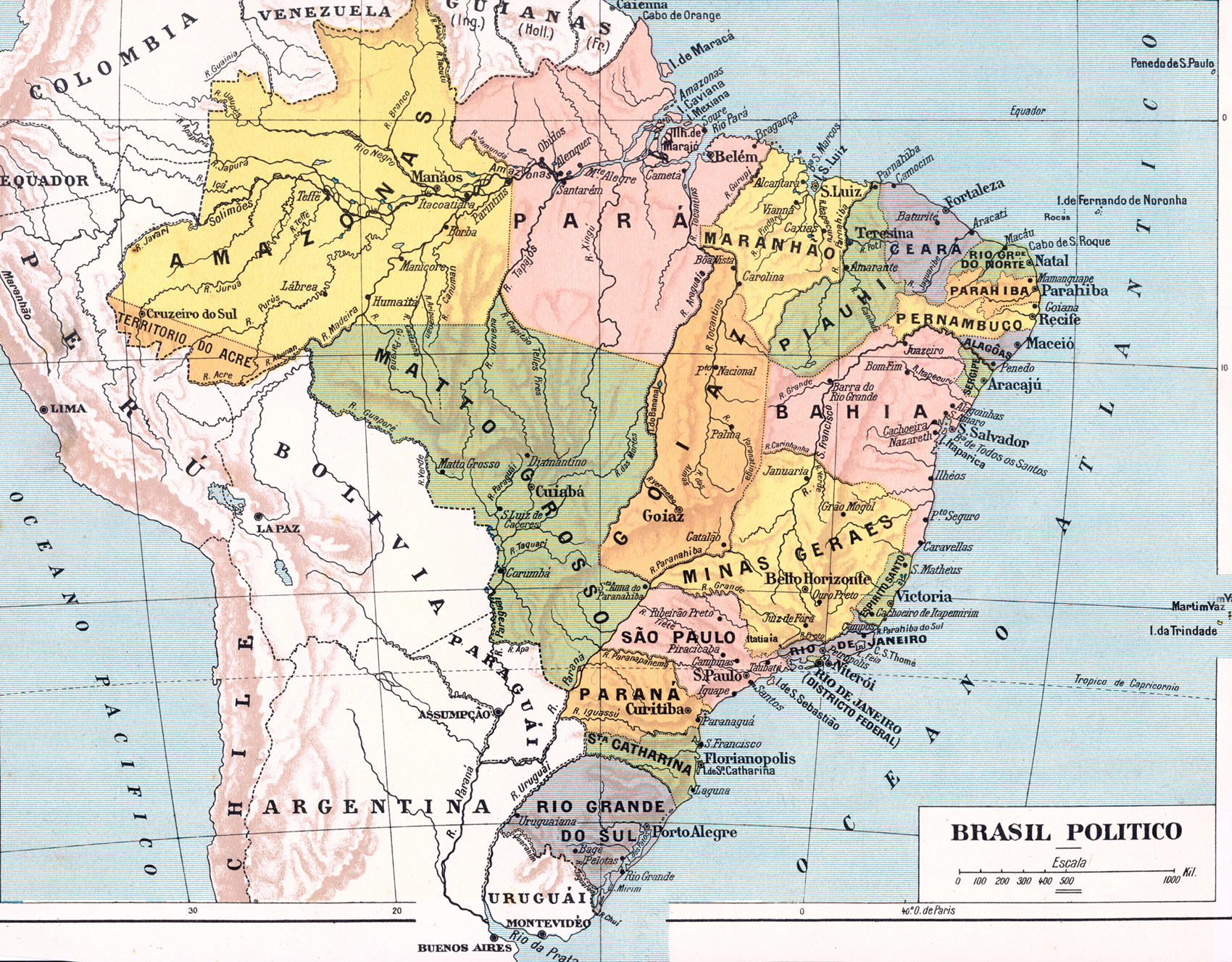 Mapa do Brasil em 1927